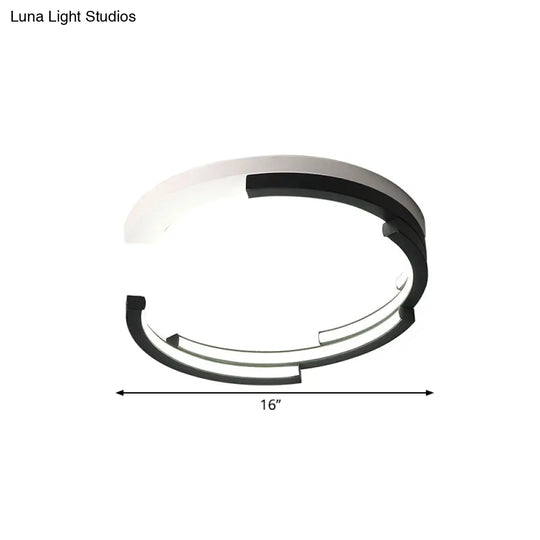 C - Shaped Led Flushmount Ceiling Light – Minimalist Acrylic 16’/19.5’ Wide Black/White 3 Color