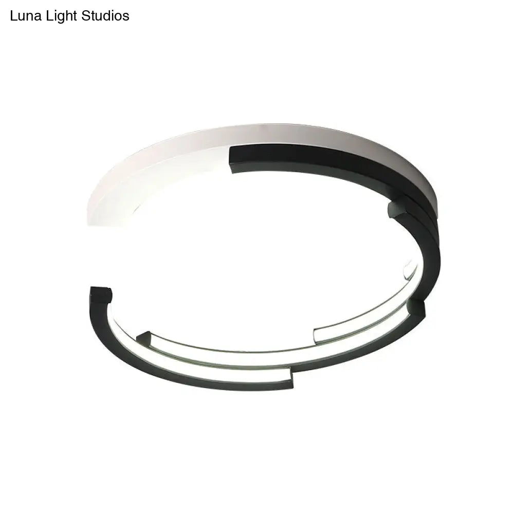 C-Shaped Led Flushmount Ceiling Light Minimalist Acrylic 16/19.5 Wide Black/White 3 Color