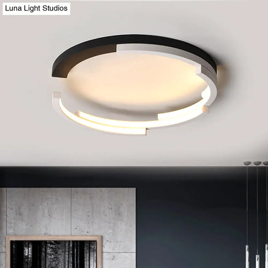 C-Shaped Led Flushmount Ceiling Light Minimalist Acrylic 16/19.5 Wide Black/White 3 Color