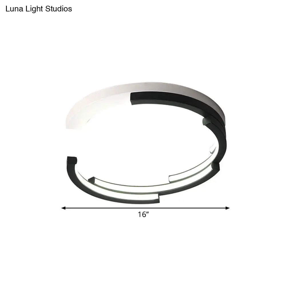 C-Shaped Led Flushmount Ceiling Light Minimalist Acrylic 16/19.5 Wide Black/White 3 Color