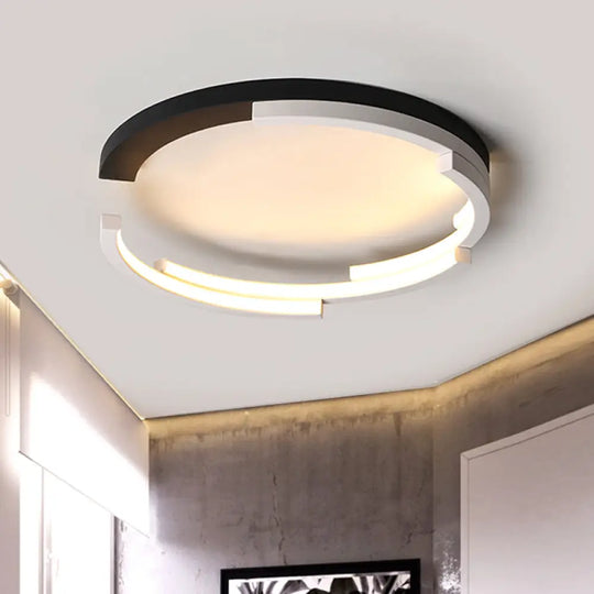 C - Shaped Led Flushmount Ceiling Light – Minimalist Acrylic 16’/19.5’ Wide Black/White 3