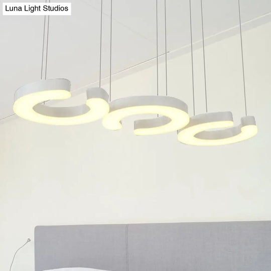 C-Shaped Hanging Led Pendant Lamp With Minimalist Metal Design In Warm/White Light