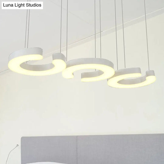 C-Shaped Led Pendant Lamp Kit - Minimalist Metal Design With Warm/White Light And Round/Linear