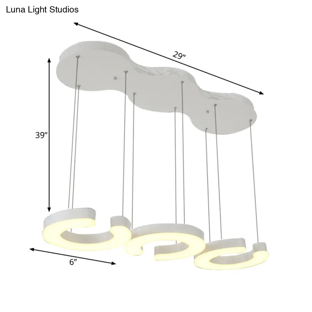 C-Shaped Led Pendant Lamp Kit - Minimalist Metal Design With Warm/White Light And Round/Linear