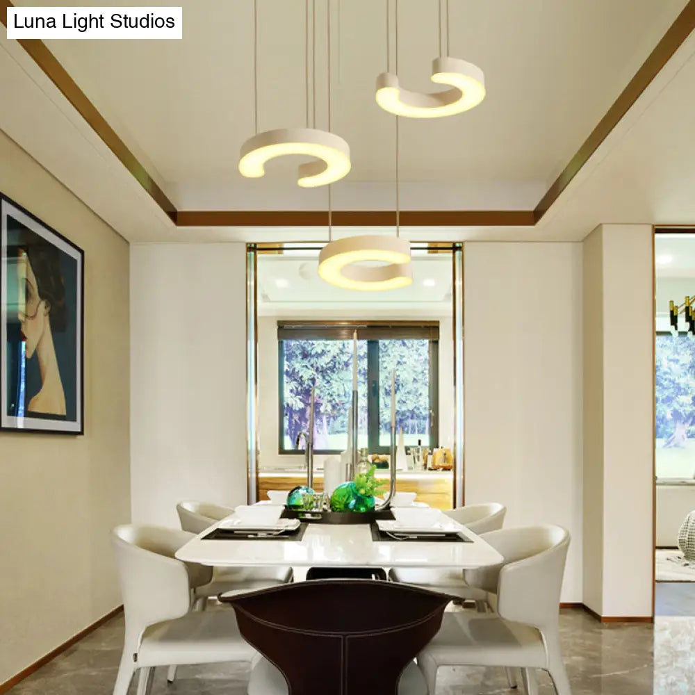 C-Shaped Led Pendant Lamp Kit - Minimalist Metal Design With Warm/White Light And Round/Linear