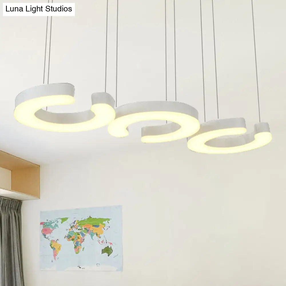 C-Shaped Hanging Led Pendant Lamp With Minimalist Metal Design In Warm/White Light White / Linear