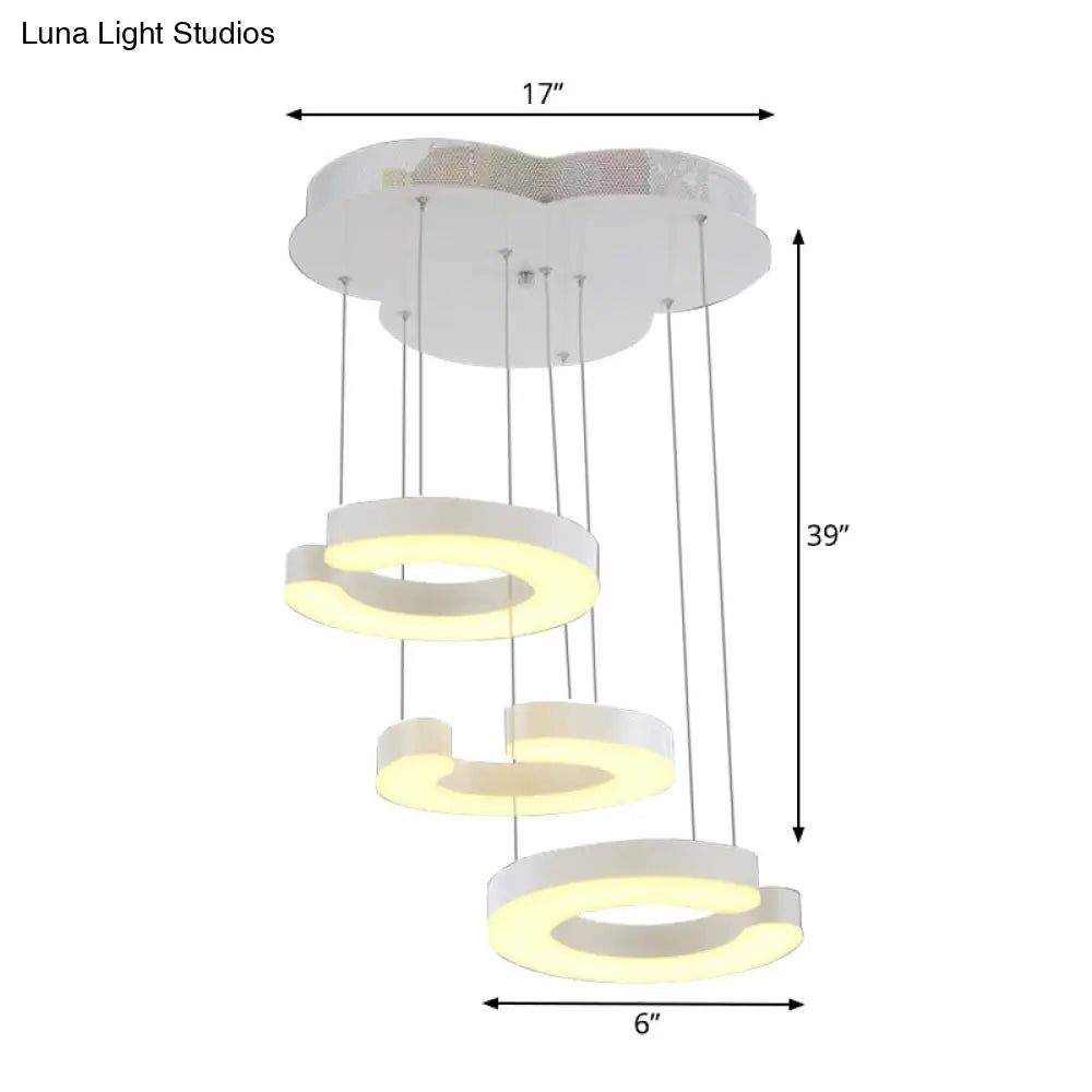 C-Shaped Led Pendant Lamp Kit - Minimalist Metal Design With Warm/White Light And Round/Linear