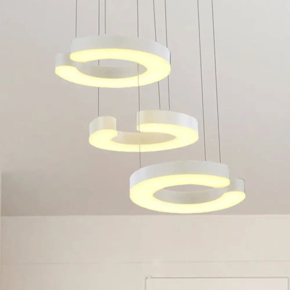 C-Shaped Led Pendant Lamp Kit - Minimalist Metal Design With Warm/White Light And Round/Linear