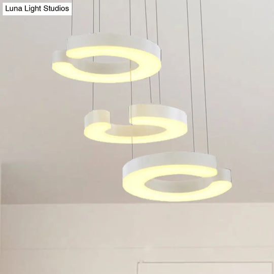 C-Shaped Hanging Led Pendant Lamp With Minimalist Metal Design In Warm/White Light White / Warm