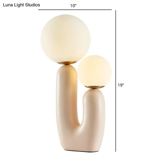 Cactus Bedside Table Light - Nordic Style Night Lamp With Cream Glass Shade