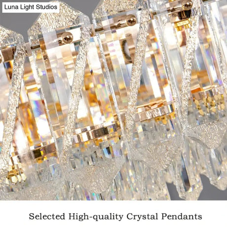 Camille French Luxury Long Crystal Chandelier Gold LED Grand Lobby Light chandelier