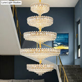 Camille French Luxury Long Crystal Chandelier Gold LED Grand Lobby Light chandelier