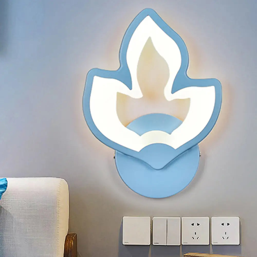 Candy Colored Cartoon Sconce Lamp For Childs Bedroom Stair Wall Blue / Flower