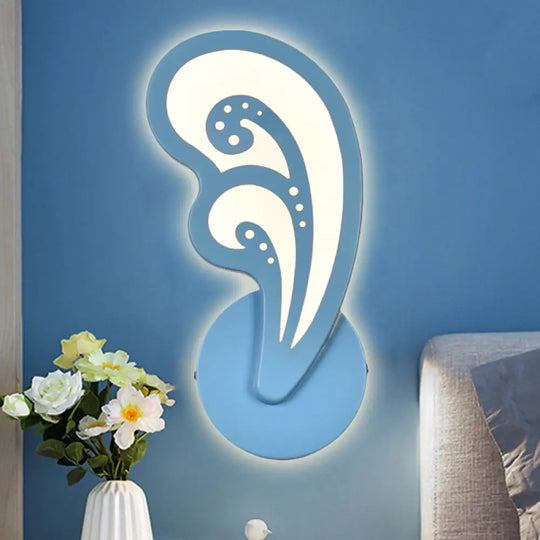 Candy Colored Cartoon Sconce Lamp For Childs Bedroom Stair Wall Blue / Wavy