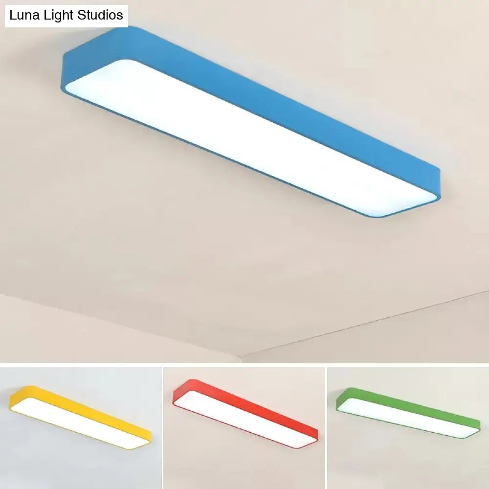 Candy Colored Led Ceiling Lamp For Baby And Kids Bedroom - Acrylic Linear Mount