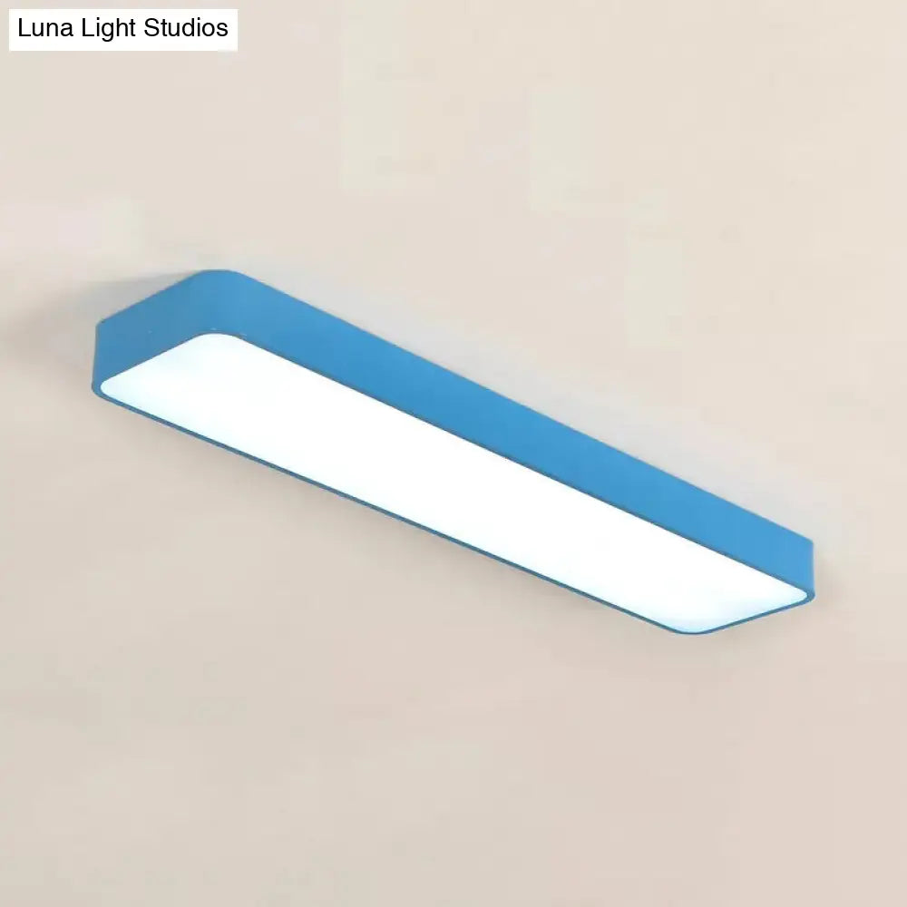 Candy Colored Led Ceiling Lamp For Baby And Kids Bedroom - Acrylic Linear Mount Blue