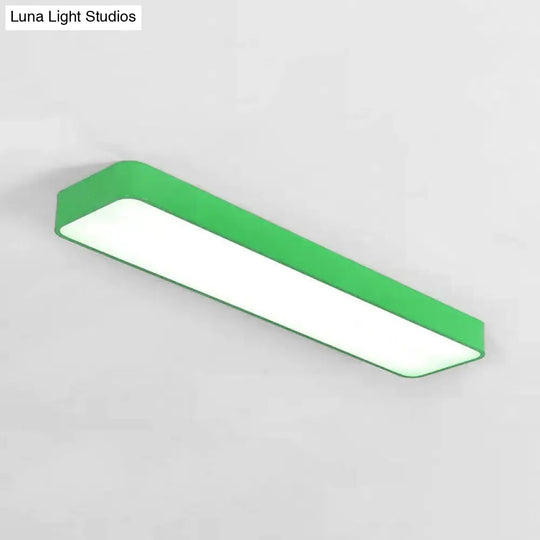 Candy Colored Led Ceiling Lamp For Baby And Kids Bedroom - Acrylic Linear Mount Green
