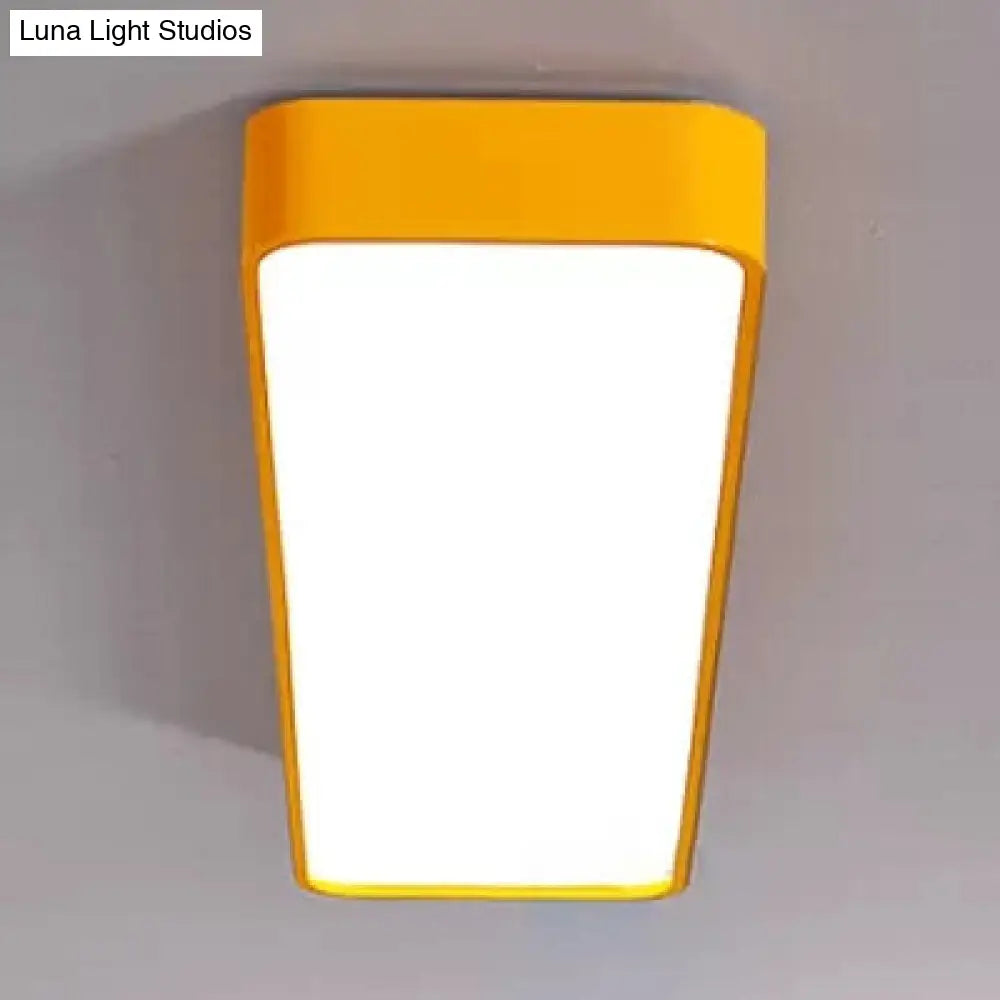 Candy Colored Led Ceiling Lamp For Baby And Kids Bedroom - Acrylic Linear Mount Yellow