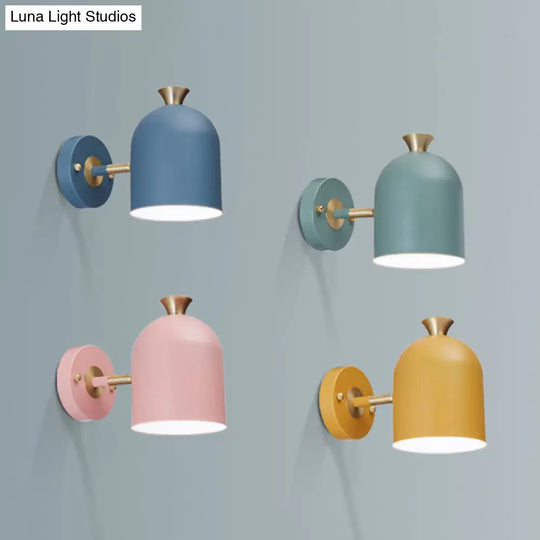 Candy-Colored Macaron Wall Light For Dining Room - Aluminum Sconce Lamp With 1