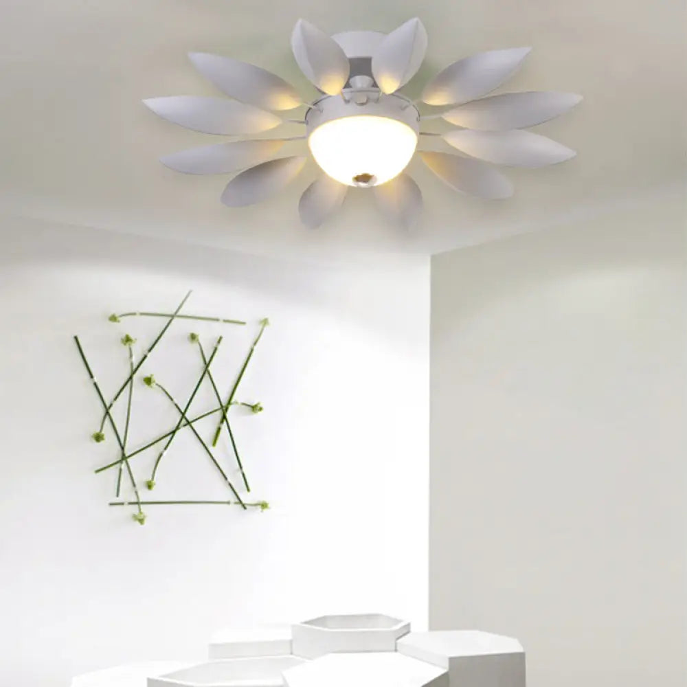 Candy Colored Metal Leaf Ceiling Light For Kindergarten - Single Head Fixture Silver