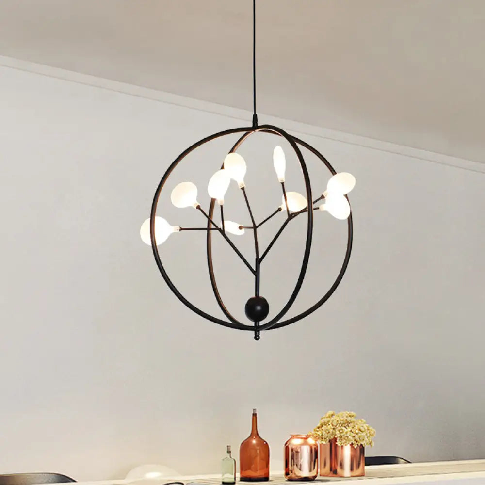 Caph - Slim Thin Swig Hallway Boutique Chandelier Metal 9 Lights Creative G9 Pendant Lighting Black