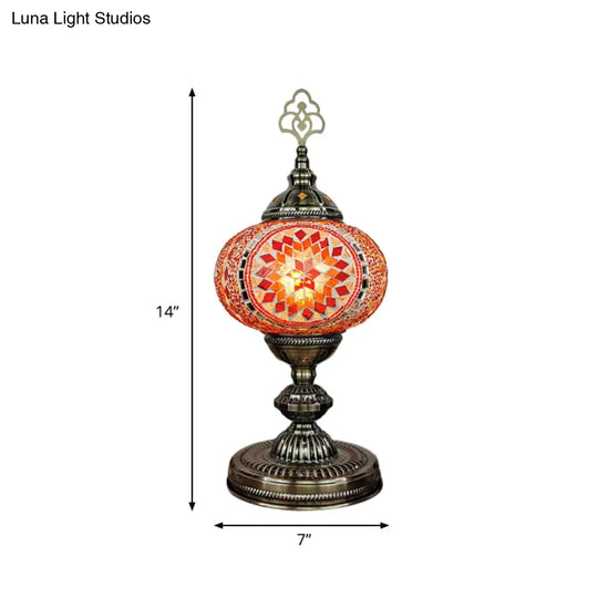 Caroline - Moroccan Oblong Night Light Stained Art Glass Lamp