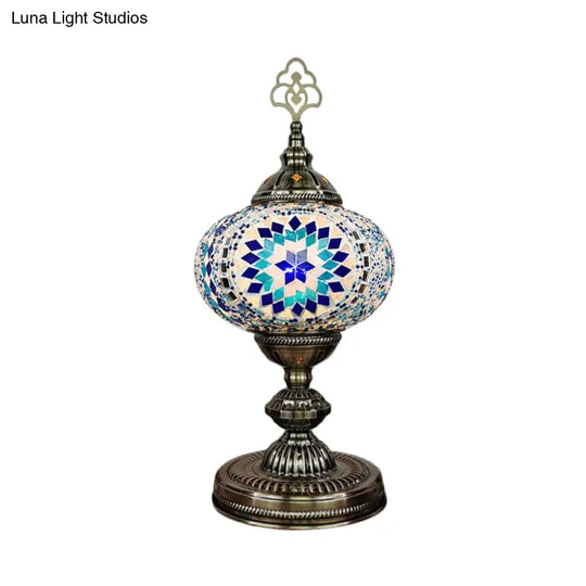 Caroline - Moroccan Oblong Night Light Stained Art Glass Lamp