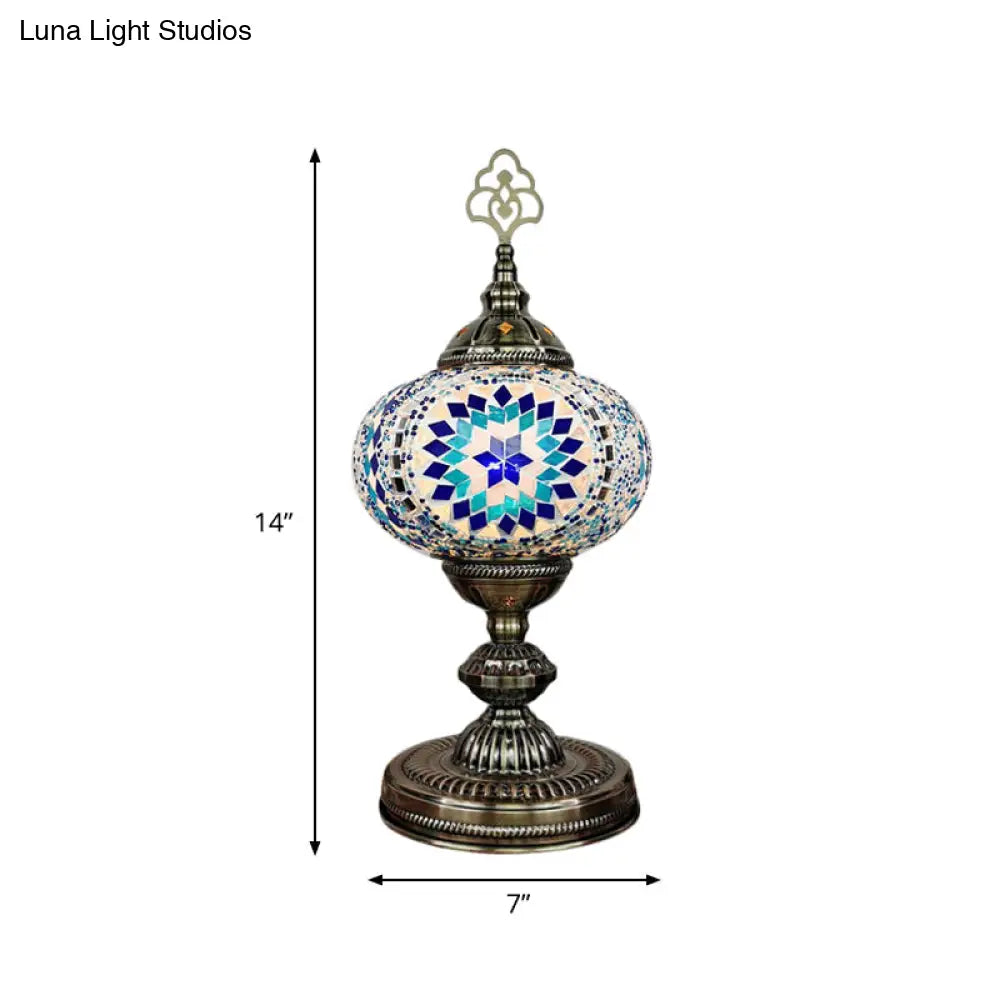 Caroline - Moroccan Oblong Night Light Stained Art Glass Lamp