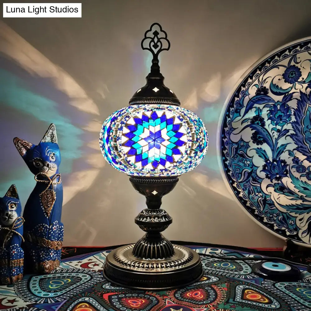 Caroline - Moroccan Oblong Night Light Stained Art Glass Lamp