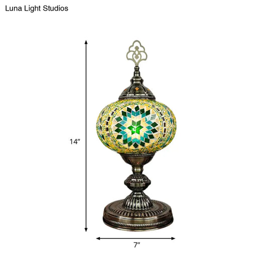 Caroline - Moroccan Oblong Night Light Stained Art Glass Lamp