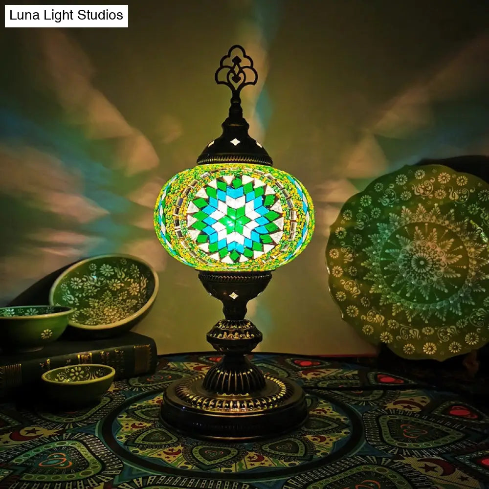 Caroline - Moroccan Oblong Night Light Stained Art Glass Lamp