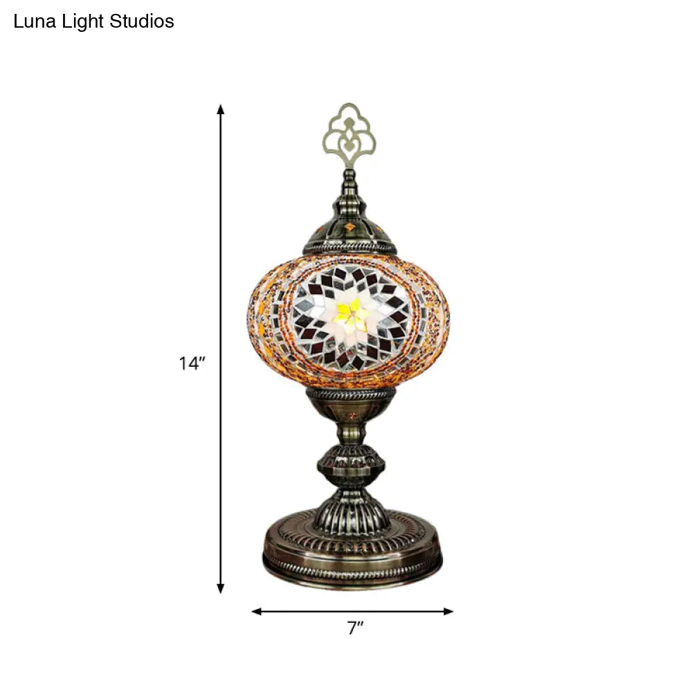 Caroline - Moroccan Oblong Night Light Stained Art Glass Lamp