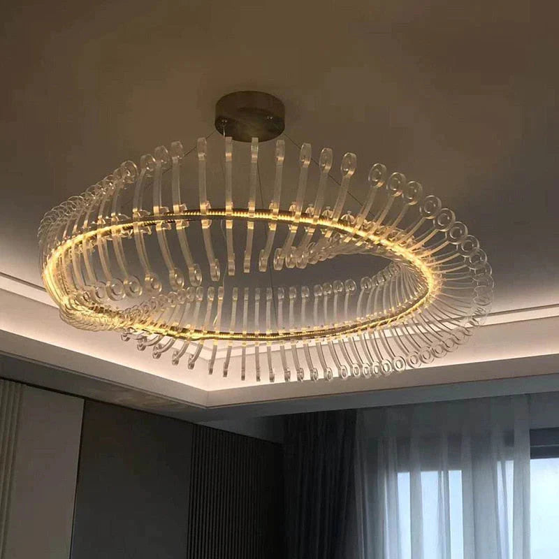 Carrie - Modern Design Gold Round Ceiling Light Chandelier for Bedroom Restaurant Hotel Art Interior