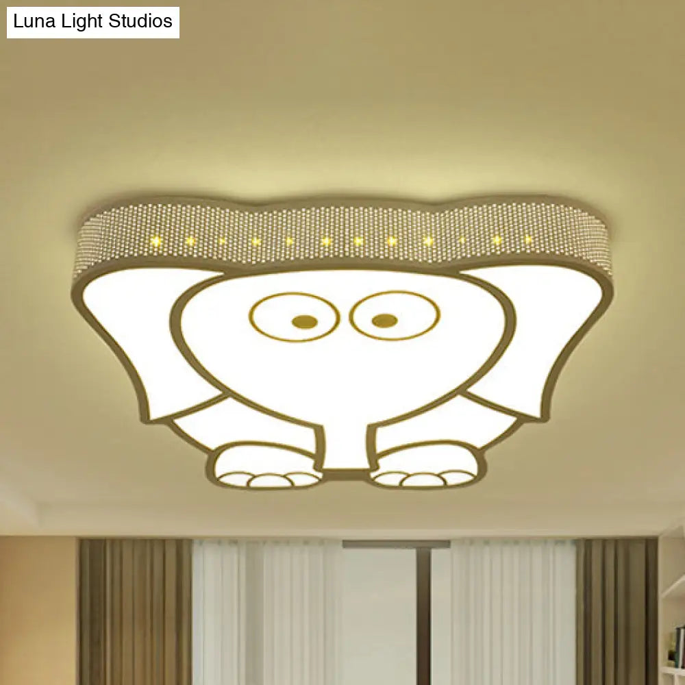 Cartoon Acrylic Ceiling Light For Kindergarten With White Flush Mount Fixture