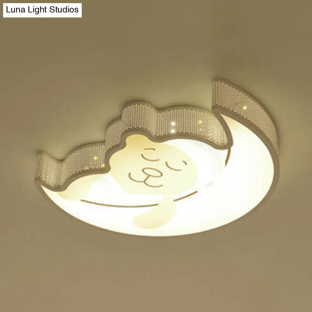 Cartoon Acrylic Ceiling Light For Kindergarten With White Flush Mount Fixture / A