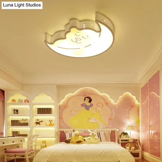 Cartoon Acrylic Ceiling Light For Kindergarten With White Flush Mount Fixture