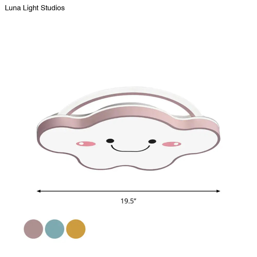 Cartoon Acrylic Cloud Led Flush Mount Ceiling Lamp In White Light - Gold/Blue/Pink 19.5/25.5 Wide