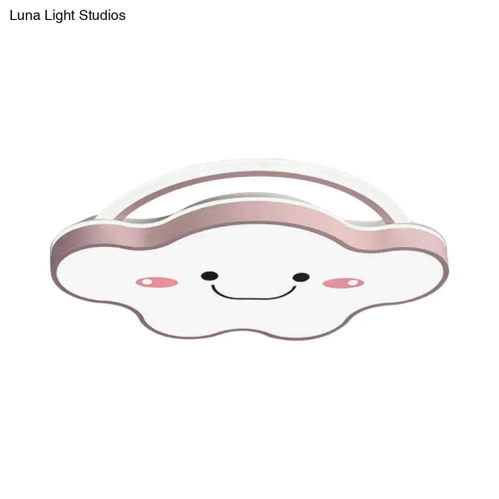 Cartoon Acrylic Cloud Led Flush Mount Ceiling Lamp In White Light - Gold/Blue/Pink 19.5’/25.5’ Wide