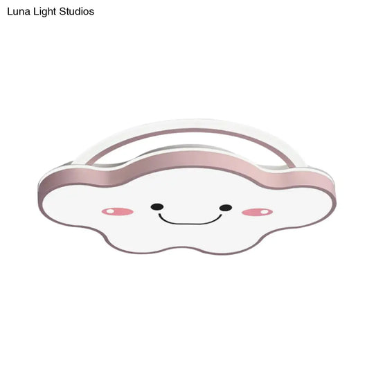 Cartoon Acrylic Cloud Led Flush Mount Ceiling Lamp In White Light - Gold/Blue/Pink 19.5’/25.5’ Wide