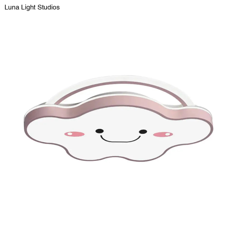 Cartoon Acrylic Cloud Led Flush Mount Ceiling Lamp In White Light - Gold/Blue/Pink 19.5/25.5 Wide