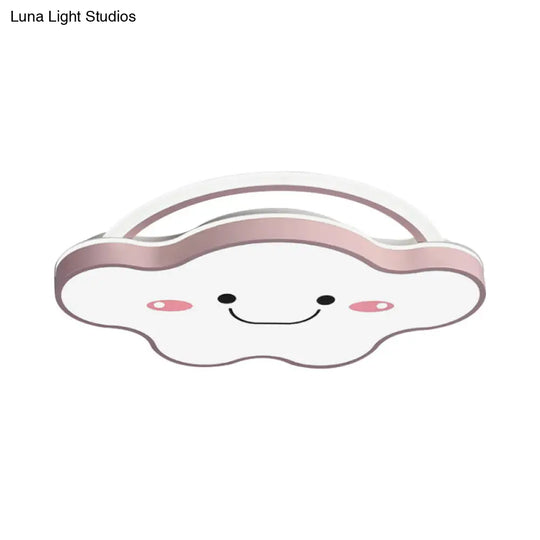 Cartoon Acrylic Cloud Led Flush Mount Ceiling Lamp In White Light - Gold/Blue/Pink 19.5/25.5 Wide