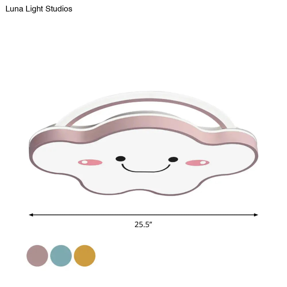 Cartoon Acrylic Cloud Led Flush Mount Ceiling Lamp In White Light - Gold/Blue/Pink 19.5/25.5 Wide