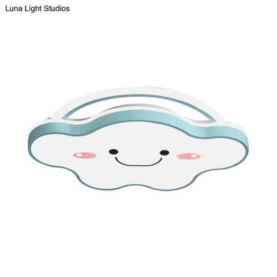 Cartoon Acrylic Cloud Led Flush Mount Ceiling Lamp In White Light - Gold/Blue/Pink 19.5/25.5 Wide