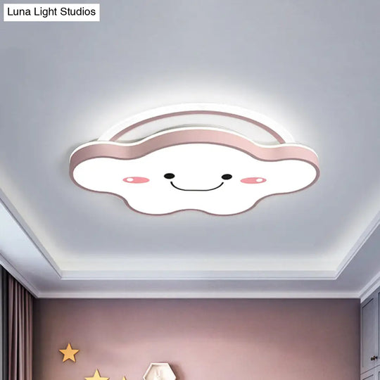 Cartoon Acrylic Cloud Led Flush Mount Ceiling Lamp In White Light - Gold/Blue/Pink 19.5/25.5 Wide