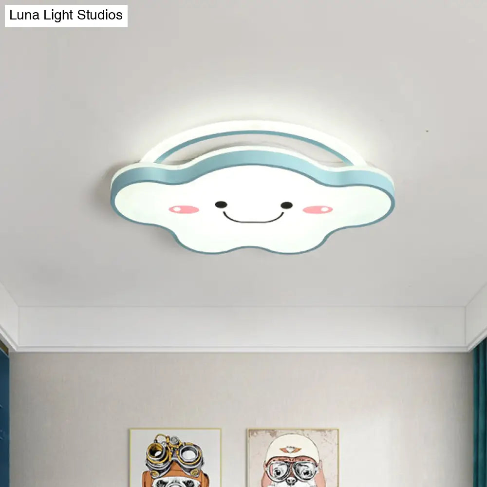 Cartoon Acrylic Cloud Led Flush Mount Ceiling Lamp In White Light - Gold/Blue/Pink 19.5’/25.5’ Wide