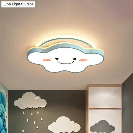 Cartoon Acrylic Cloud Led Flush Mount Ceiling Lamp In White Light - Gold/Blue/Pink 19.5/25.5 Wide