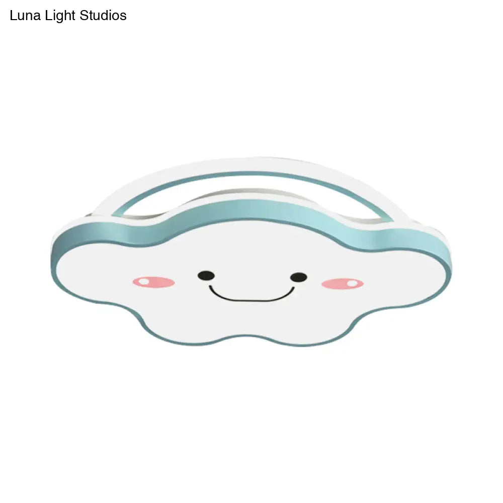 Cartoon Acrylic Cloud Led Flush Mount Ceiling Lamp In White Light - Gold/Blue/Pink 19.5’/25.5’ Wide