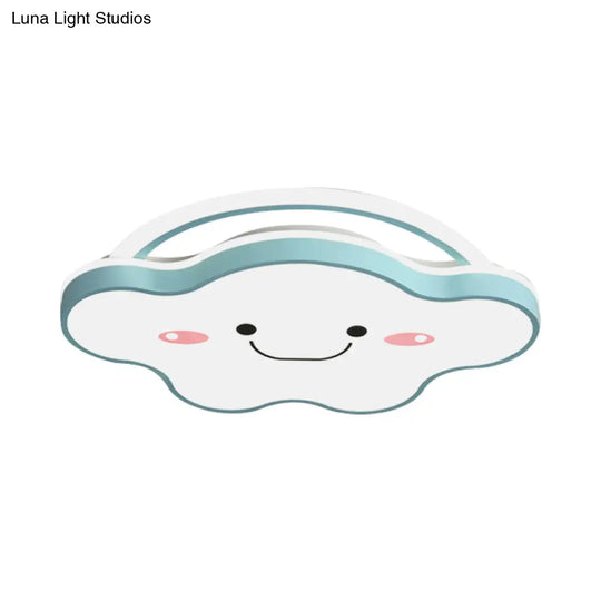 Cartoon Acrylic Cloud Led Flush Mount Ceiling Lamp In White Light - Gold/Blue/Pink 19.5’/25.5’ Wide