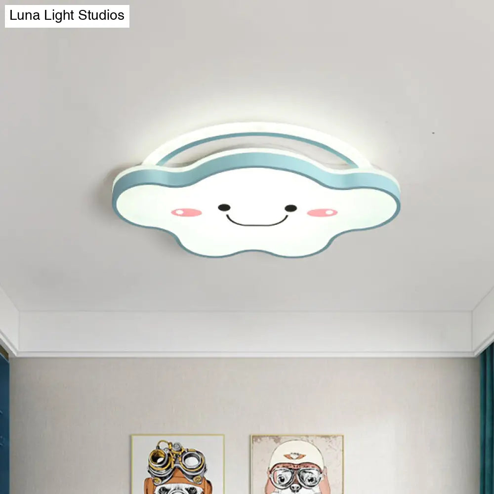 Cartoon Acrylic Cloud Led Flush Mount Ceiling Lamp In White Light - Gold/Blue/Pink 19.5/25.5 Wide