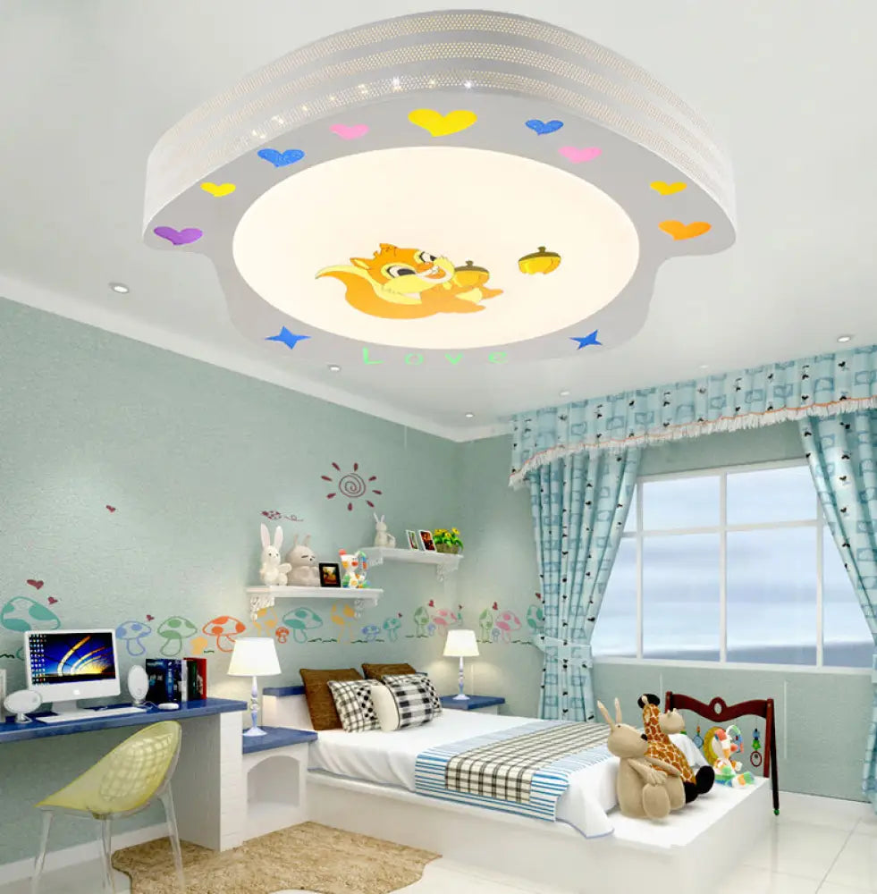 Cartoon Acrylic Flush Mount Ceiling Light For Nursing Room - White House Design / Warm